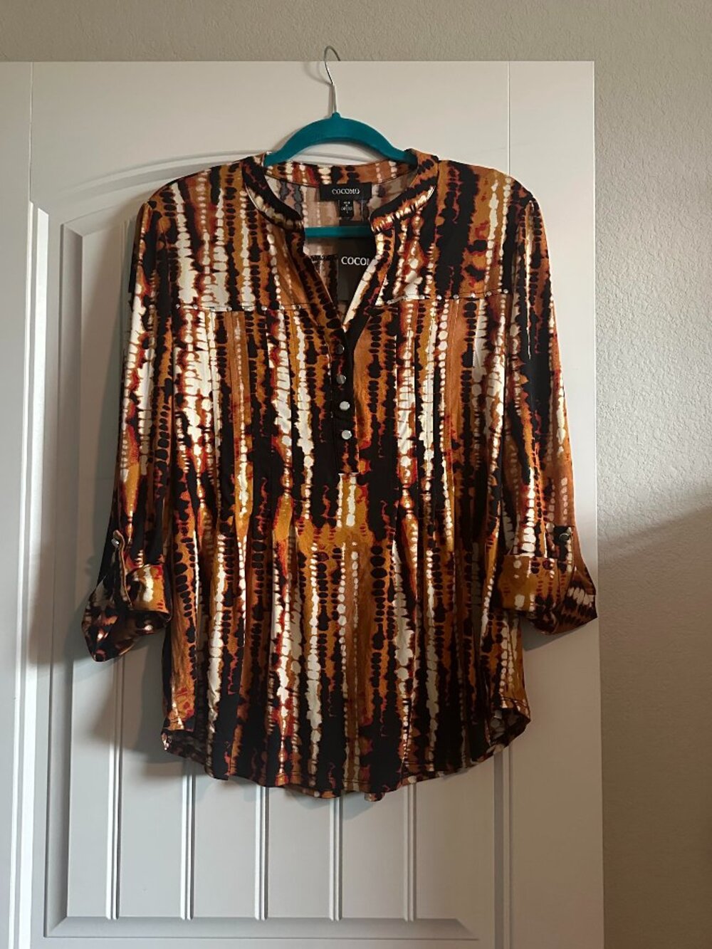 NWT Cocomo Studded Pleated Abstract Top-XL